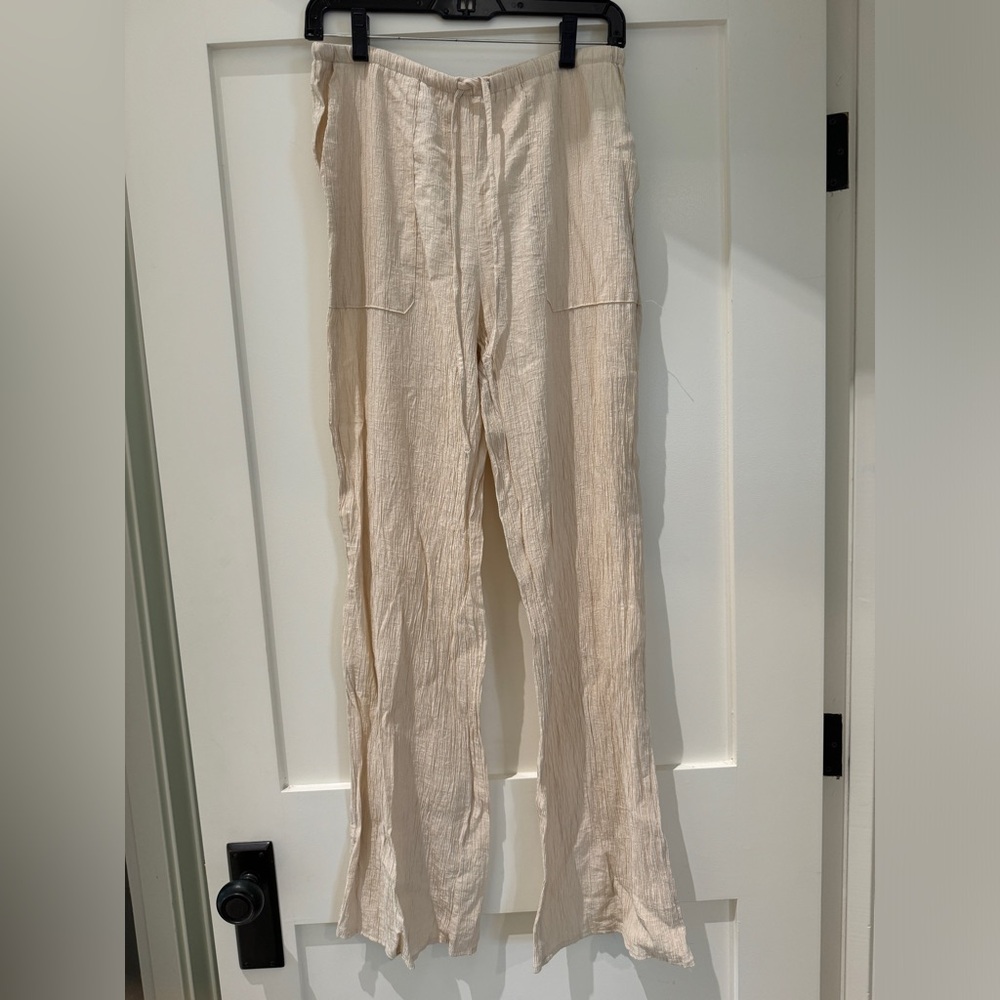 Zara Cream Wide-Leg Pants
